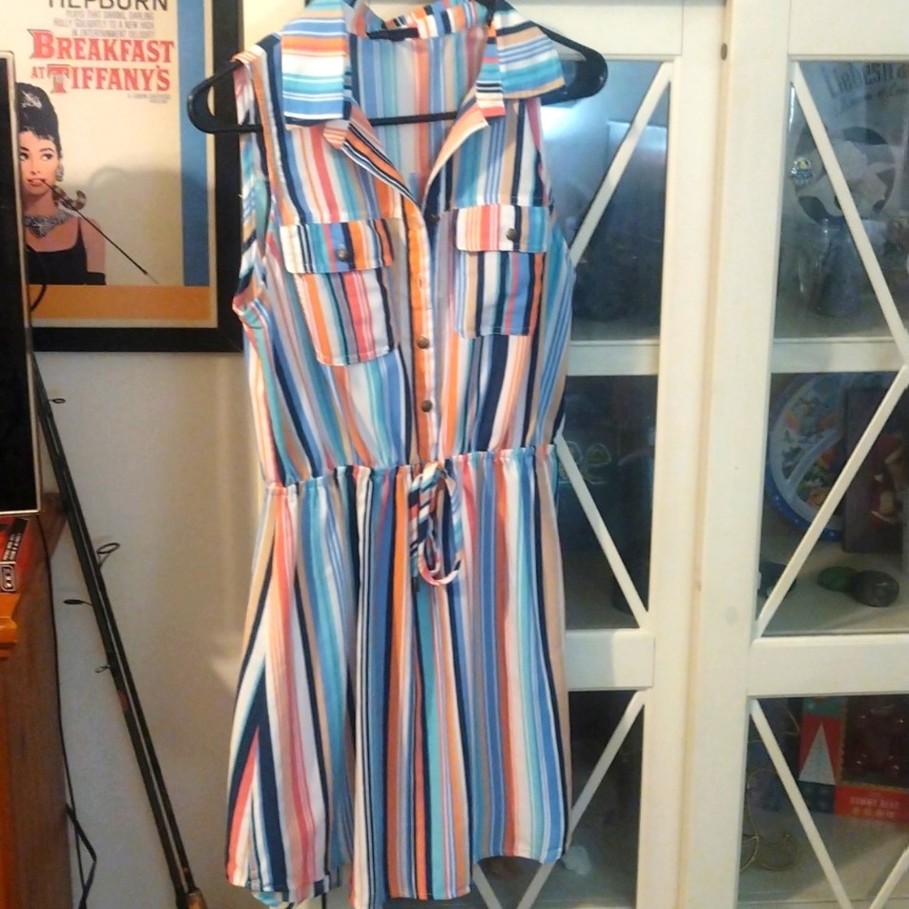 4/$20 Beautiful BeBop summer striped sleeveless collared dress-M